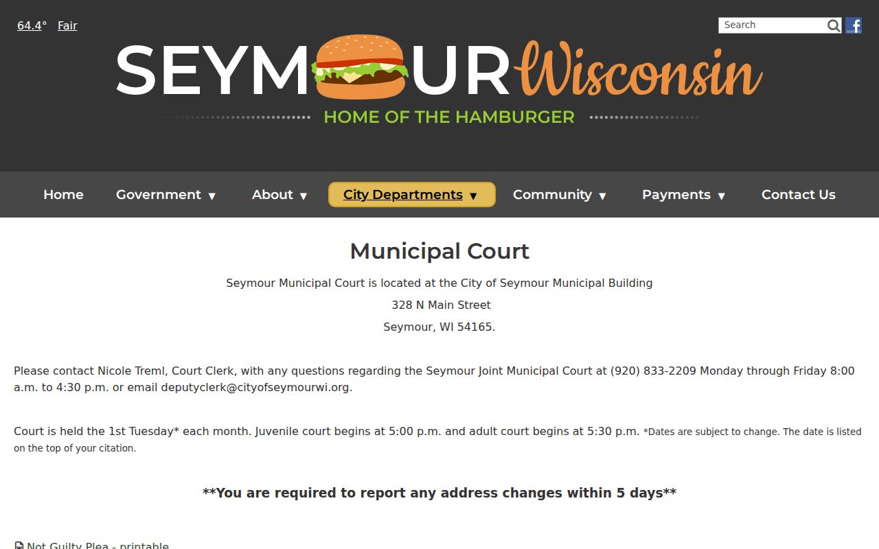 Seymour court docket municipal building and court schedule