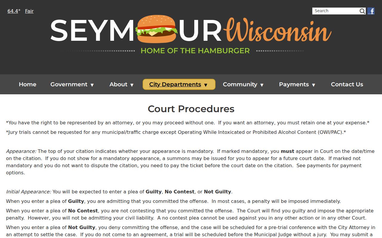 Seymour court docket plea jury and transfer procedure